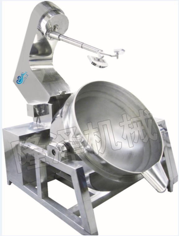   搅拌方式采用特殊的倾斜式传动,使用的行星式搅拌器与锅体
