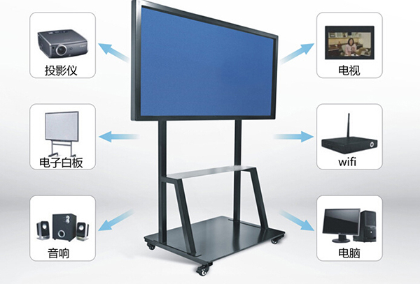 教室70寸多媒体触控一体机结合推拉黑板解决方案