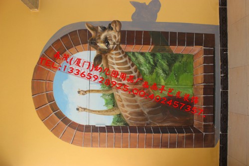 厦门漳州泉州幼儿园酒店店铺文化墙墙面手绘喷
